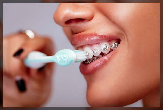 woman carefully brushing 