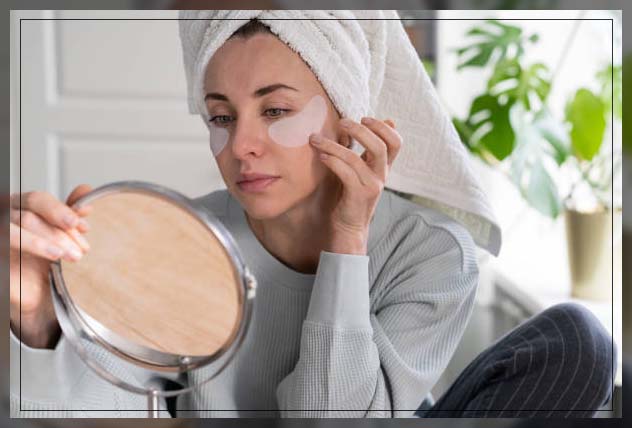 woman using dark circles eye patches