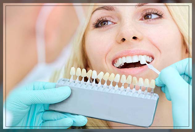 girl getting veneers in a dentist's office