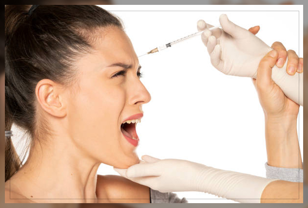 woman screaming fearful of painful injection