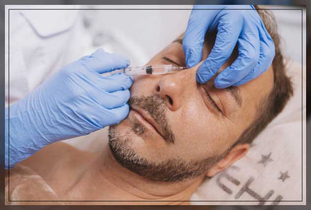 man getting nose fillers injections